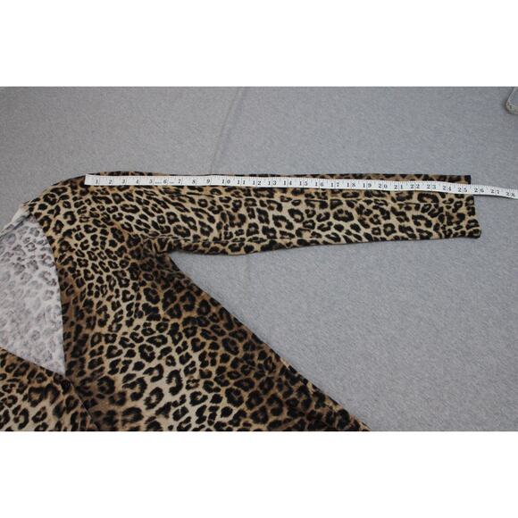Chico's Cardigan Sweater Womens 2 (12/L) Leopard Tight Knit Button Front - Picture 5 of 7